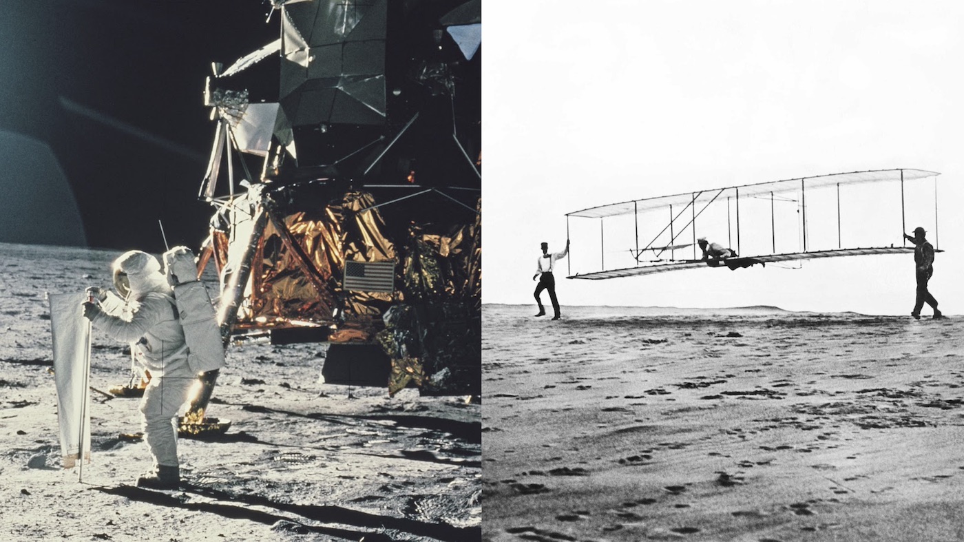 Apollo Moonlanding and The Wright Brothers' first flight